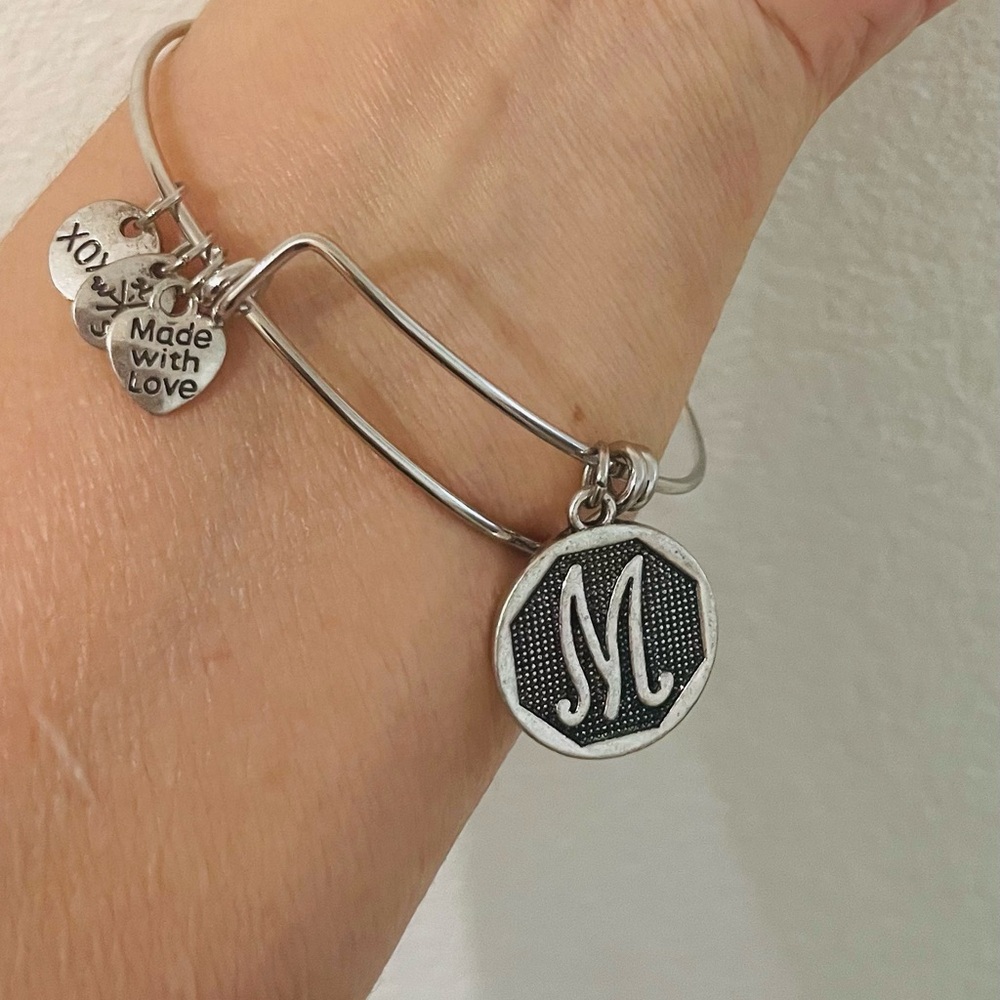 Initial M Bracelet with 3 charms